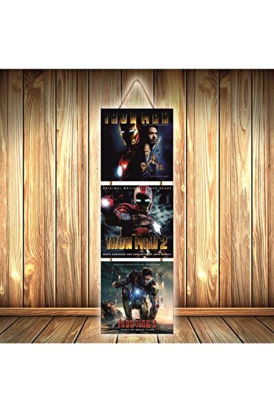 HD POSTER Ironman 1 2 3 Σχεδιασμένη Τριπλή Ρετρό Ξύλινη Αφίσα Ü318