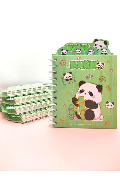 Limmy A5 Notepad with Cute Panda Bookmark (14X18 cm) - Panda and Bamboo