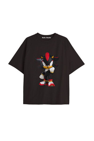 Kalic Studio Tricou de vară negru cu model UNISEX Mr. Sonic