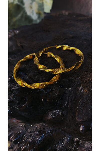 TRİA SİLVER 925 Ayar Gümüş Burgu Model Parlak Detaylı Büyük Halka Kadın Küpe