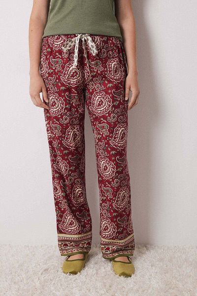 Women'secret Red cotton paisley pyjamas pants