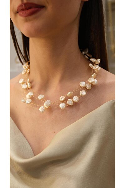 Jerie Sedefli Minimal İstiridye Çoklu Kolye