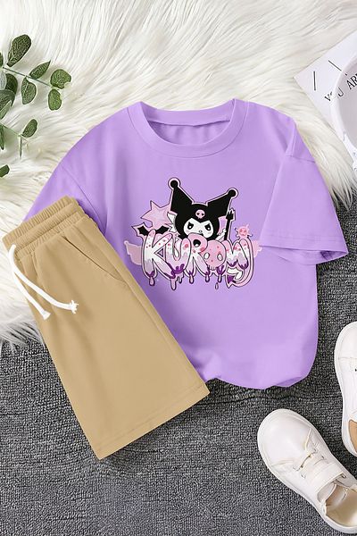MYADA Premium Graffiti Written Baby Kuromi Colorful 2-Piece Children's Set 23408