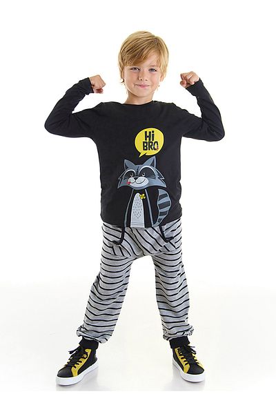 Denokids Waschbär Junge T-Shirt Hosen Set