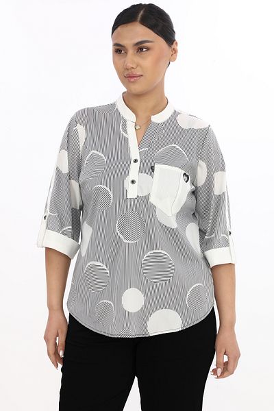 Lady Majestic Γυναικεία μπλούζα με τρία τέταρτα μανίκια Hakim Yaka