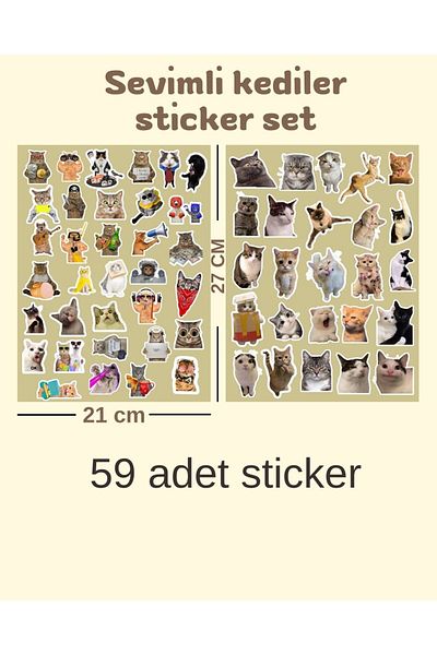 Studio D arte DIY KIT Cute Cat Themed 56 Pcs Daily Planner Scrapbook Sticker Journal Agenda