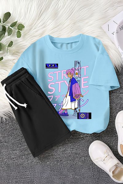 MYADA Set pentru copii din 2 piese cu imprimeu anime Street Style 22980