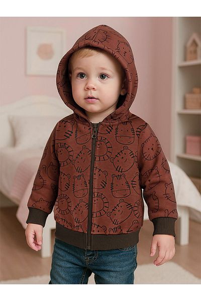 Denokids Braunes Sweatshirt mit Tiermuster für Babys