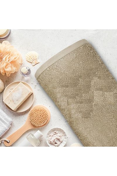 SB SizinBazar Beige Bath Towel - 100% Cotton, Beach Towel 70 * 140 Cm