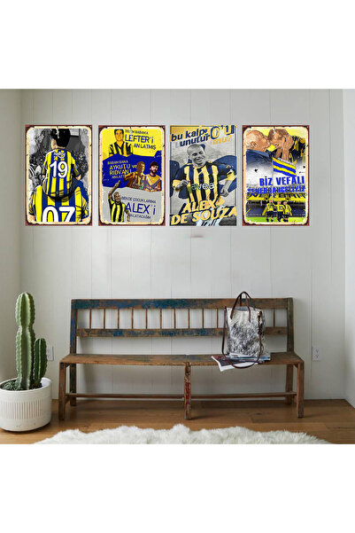 TAKIFİX Taraftar Seti 4 Adet 20x30 Cm Retro Ahşap Tablo