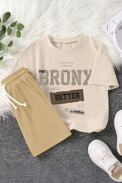 MYADA New Season Bronx Fell Better Written Printed 2-Piece Children's Suit 22498