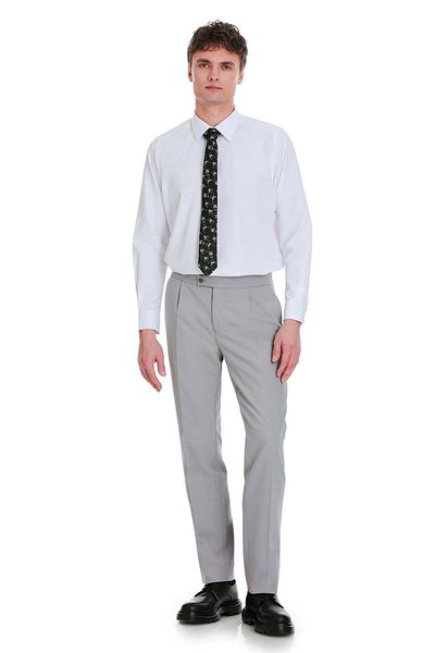 Hatemoğlu Λευκό Slim Fit 100% βαμβακερό μακρυμάνικο πουκάμισο με λεπτό γιακά