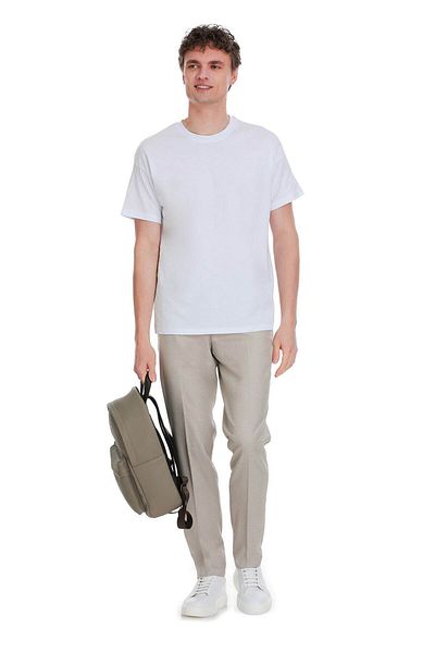 Hatemoğlu Μπεζ υφασμάτινο παντελόνι Slim Fit με τσέπες στο πλάι
