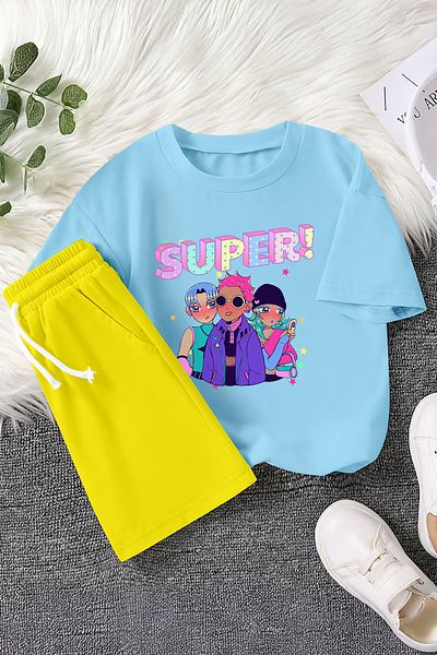 MYADA Set pentru copii din 2 piese cu imprimeu anime pentru adolescenți premium super scris 23471