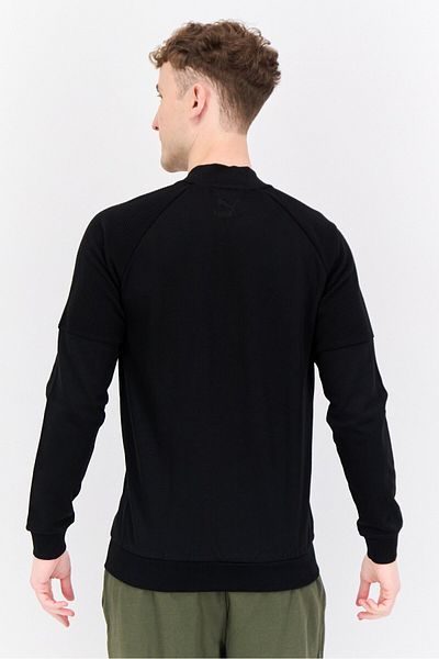 Puma Men Slim Fit Long Sleeves Outdoor Sweatshirt, Black