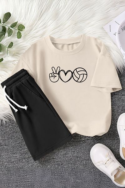 MYADA New Season Volleyball Love Printed 2-Piece Children's Set 23383