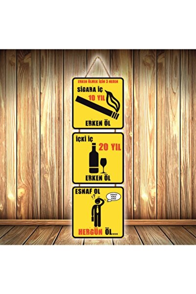 hazalshop Τριπλή ρετρό ξύλινη αφίσα με 3 λόγους για να πεθάνεις πρώιμα Σχεδια...