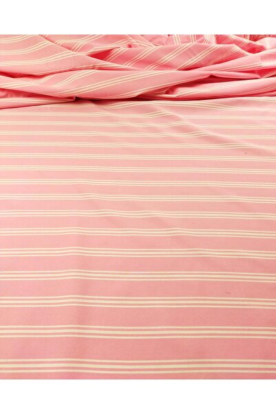 Kumaş Parça Țesătură Poplin cu dungi roz alb de 150 cm