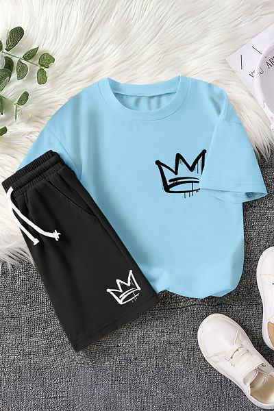 MYADA Set pentru copii din 2 piese imprimat cu desen King New Season 23461