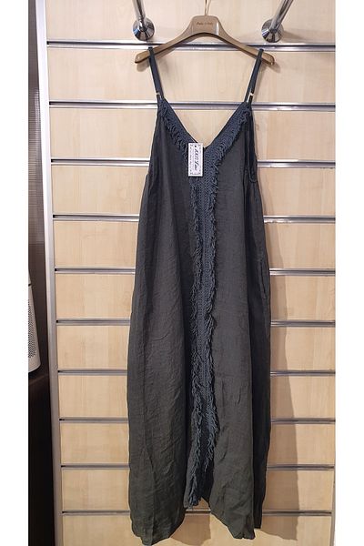 Park Moda Μακρύ λινό φόρεμα με λεπτομέρεια με φούντα