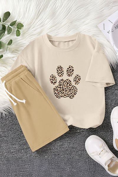 MYADA Premium Leopard Pattern Dog Print 2-Piece Children's Set 23456