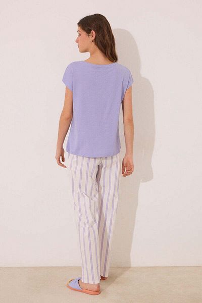 Women'secret Lilac striped cotton lounge pyjamas