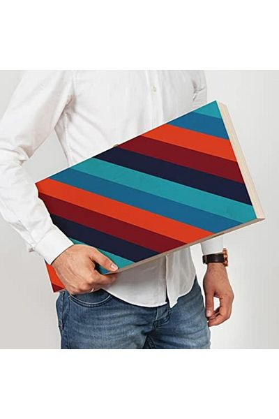 mazıdağı Made Birch Marine Plywood Color Stripe Modern Backgammon Set - 25X48X6,5 Cm, Special Polished, Orange