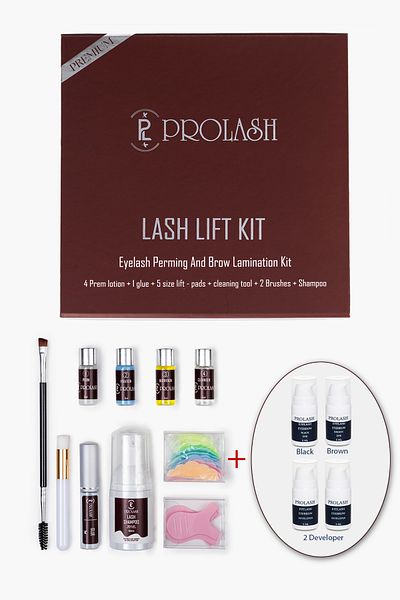 Prolash Lifting Full Set Eyelash Lifting Set, Black And Brown Eyebrow Eyelash Dye - Eyelash Perm Set