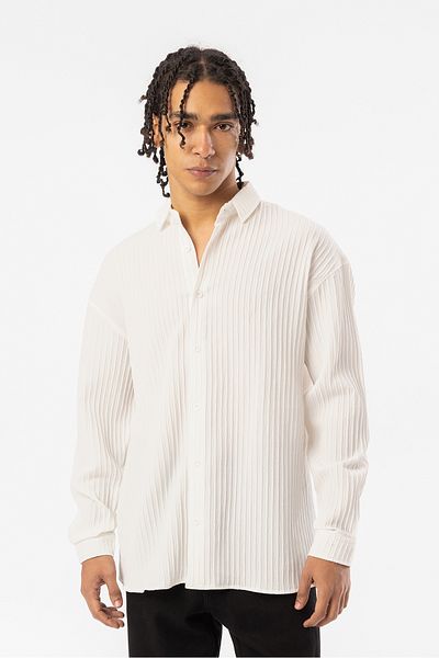 EGHO Thick Braided Twill Fabric Men's Long Sleeve Shirt, Men's Long Sleeve Shirt