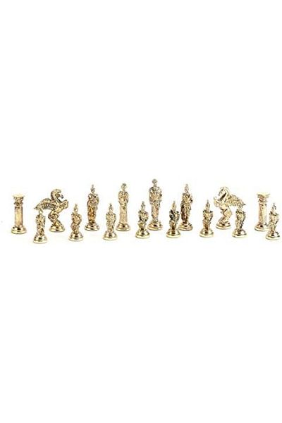 MEGOBİNE Where Large Size Metal Peg Horses Chess Set Bright and Handmade Solid Wood Chess Ta