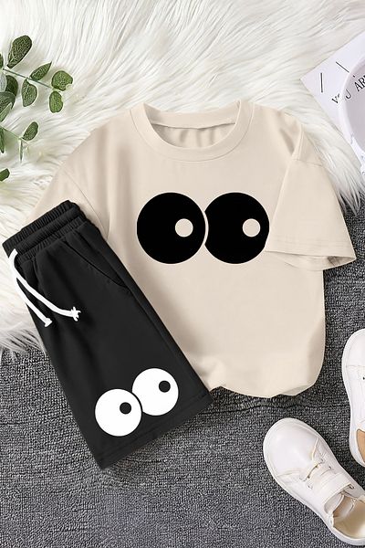 MYADA Premium Suspicious Eyes Printed 2-Piece Children's Suit 22561