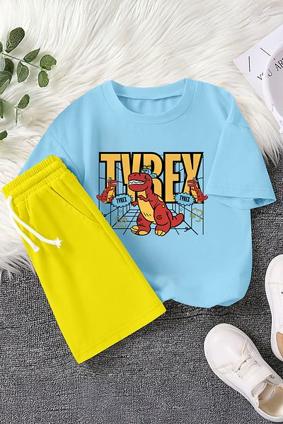 MYADA Set pentru copii din 2 piese cu imprimeu T-Rex Dinozaur nou sezon 23389
