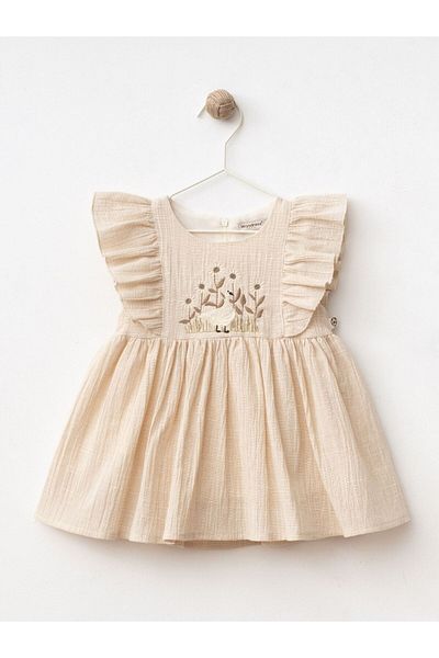 Cherrys Bebek Frilly Linen Girl's Dress