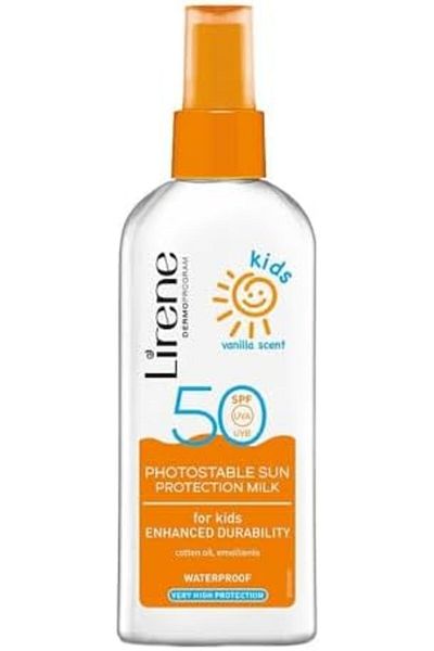 Lirene Vanilla Scent Photostable Sun Protection Milk Spray for Kids, SPF 50