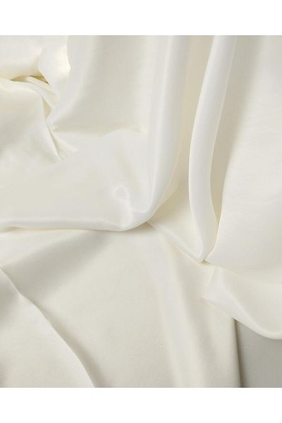 Kumaş Parça Κρέμα Ecru Satin Viscose - Πλάτος 145 cm