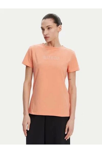 Guess Women's Orange Briana Short Sleeve T-Shirt