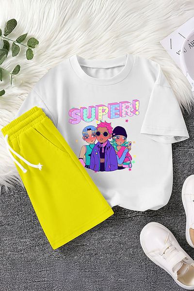 MYADA New Season Colorful Graffiti Super Anime Printed 2-Piece Children's Set 23471