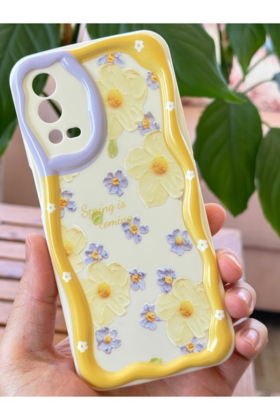 Fibaks Oppo A55 4G Kılıf Tasarımlı Desenli Kamera Korumalı Papatya Çiçek Renkli Silikon Kapak