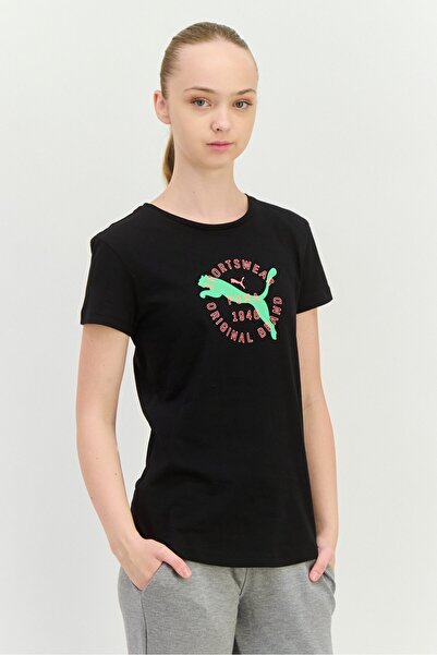 Puma بلوزة نسائية للخارجية بأكمام قصيرة وشعار العلامة التجارية بقصّة عادية، ب...