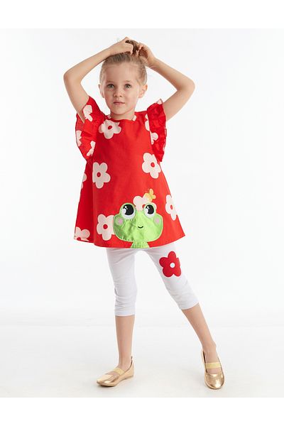 Denokids Frog Red White Girls Tunika Harisnya szett