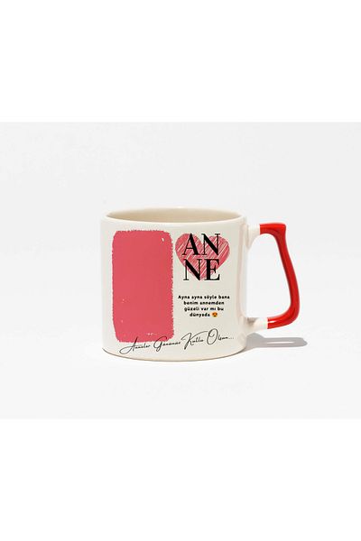 dik başlıyım Çünkü eğilince tacım düşüyor Mother's Day Special Red D Handle Coffee Cup 200 ml