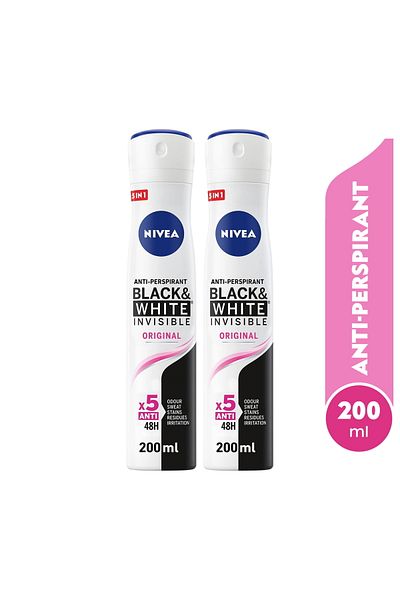 NIVEA مزيل العرق الأصلي غير المرئي من بلاك آند وايت، 2 × 200 مل