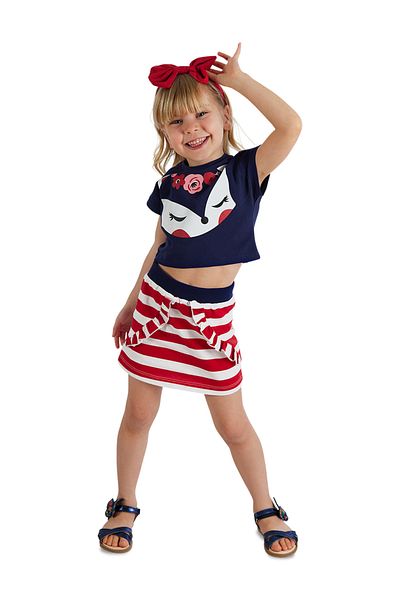 Denokids Fox Rüschen-Crop-Top-Rock-Set für Mädchen