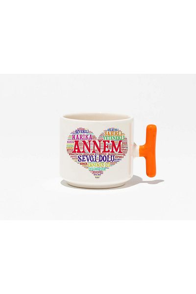 dik başlıyım Çünkü eğilince tacım düşüyor Mother's Day Special Orange T-Handle Coffee Cup 200 ml