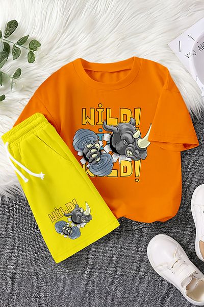 MYADA New Season Wild Rhino Printed 2-Piece Children's Suit 23365