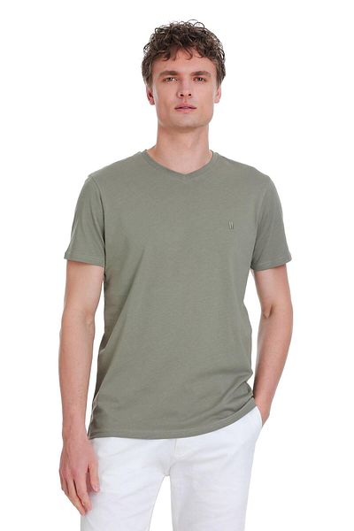 Hatemoğlu Μπλουζάκι Olive Green Regular Fit 100% βαμβακερό με λαιμόκοψη