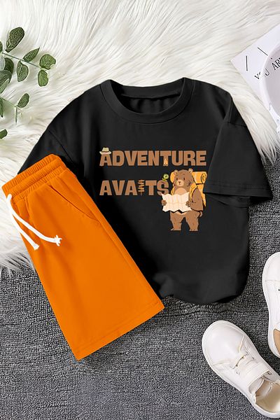 MYADA New Season Adventurer Teddy Bear Printed 2-Piece Children's Set 23376