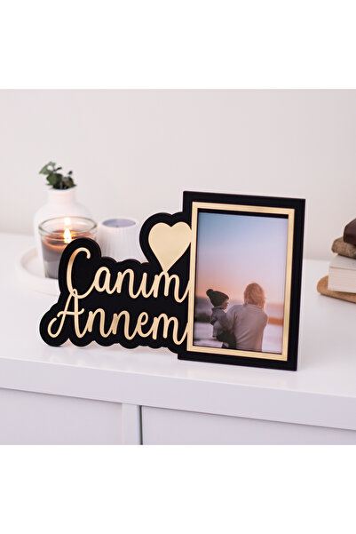 HippoDeco Canım Annem Yazılı Ahşap Fotoğraf Çerçevesi Gold Yazılı | 18x24 cm ...