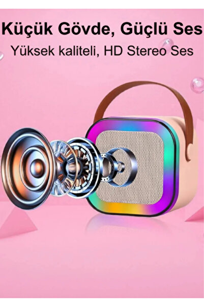 yumax Bluetooth Karaoke Hoparlör Seti Mikrofonlu, RGB LED Işıklı, Yüksek Ses, TaşınabilirMüzik Bombası