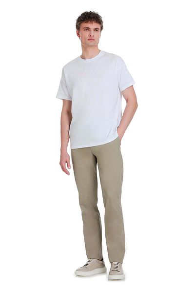 Hatemoğlu Παντελόνι Jogger από βαμβακερό κομμένο Olive Relaxed Cut με τσέπες στο πλάι